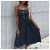 Linen Solid Color Wholesale Dresses Cami Dresses Casual Sleeveless A-Line Dress SD230166