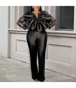 V-Neck See-Through Long-Sleeve Commuter Jumpsuit Wholesale Women'S Clothing N4623050600030