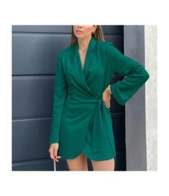 Solid Color Lapel Long Sleeve Temperament Lace-Up Fashion Blazer Dress Wholesale Dresses N5323021500004