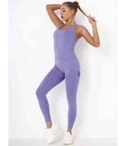 Two Pieces Cross Backless Slim-fit Sports Jumpsuit
