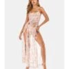 Fringed Sequin Split Thigh Cami Maxi Dress 210519104