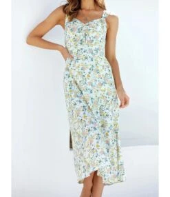 Floral Print Thigh Split Cami Dress Wholesale 210531116