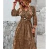 Half Sleeve Leopard Lace-up Waist Swing Dress Wholesale Dresses 210824953