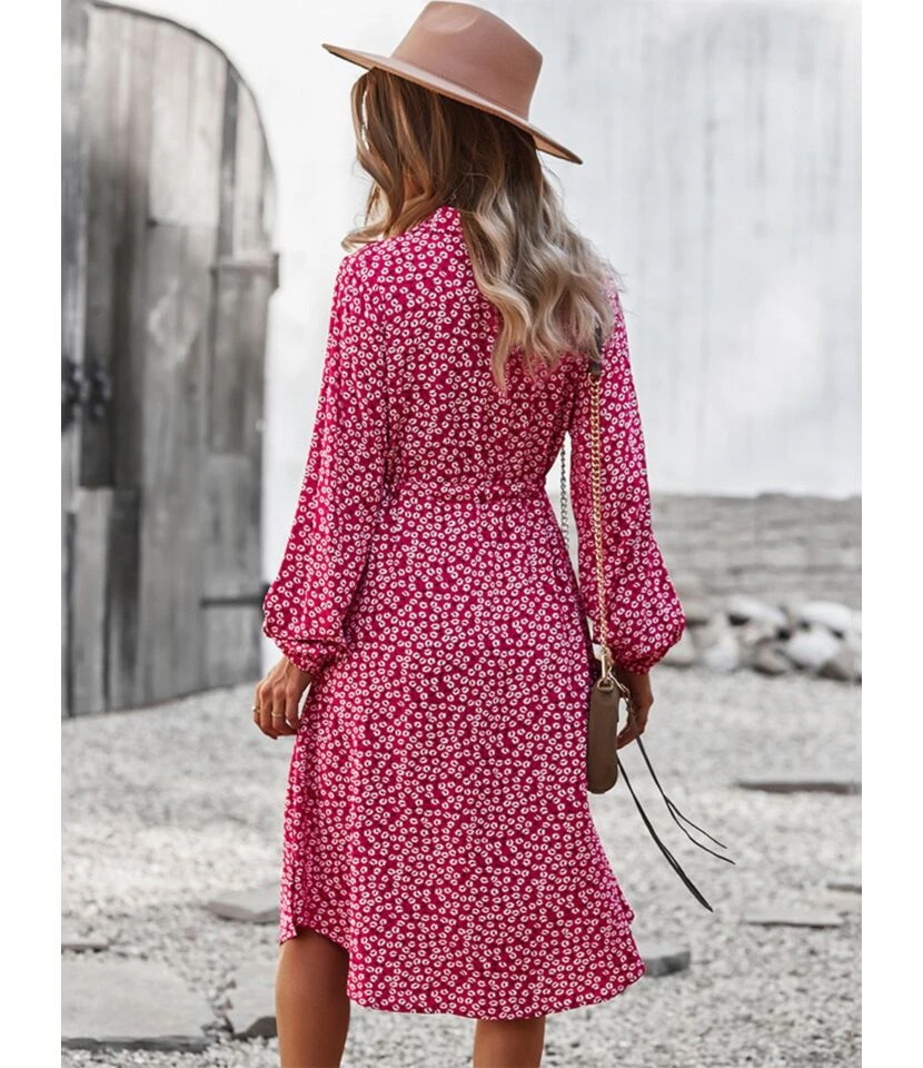 Turn-Down Collar Button Down Drawstring Midi Dress 210824956 - Image 3