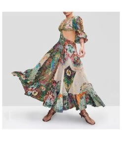 All Over Print Sling Dress Chest Round Button Wholesale Womens Clothing N3823081800018