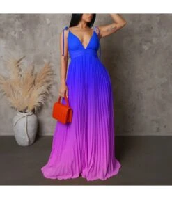 Backless Sexy Strappy Gradient Color Long Dresses Wholesale Dresses N5923080800088