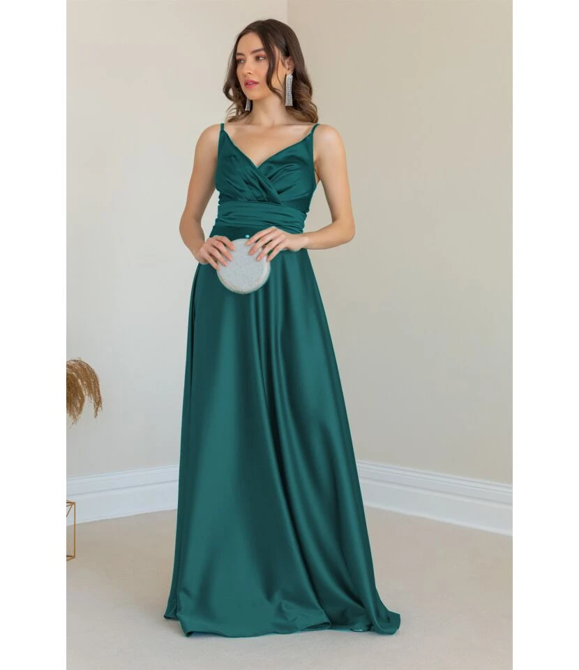 Sexy V Neck Sling High Waist Wedding Bridesmaid Backless Maxi Dress Wholesale Dresses SDN562385 - Image 4