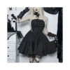 Black Gothic Punk Cross Jacquard Mesh Puffy Cake Dress And Choker Wholesale Dresses N5323031800010