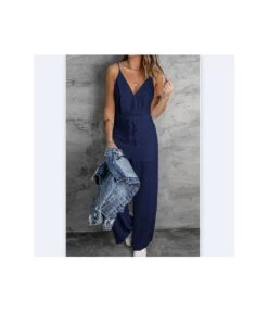 Thin Shoulder Strap Open Back Solid Color Jumpsuit Wholesale Women'S Clothing
