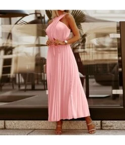 Sexy Cross Wrap Chiffon Dress Pleated Lace Up Casual Wholesale Dresses SD580198