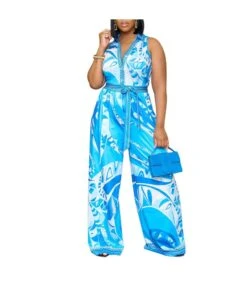 Sleeveless V-Neck Wide Leg Wholesale Women's Jumpsuits And Rompers N3823103000108