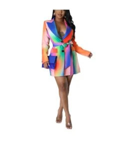 Fashion Suit Dress Tie Dye Belted Wholesale Womens Clothing N3823103000107
