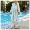 Fashion V Neck Floral Maxi Dress Loose Long Sleeve Resort Wholesale Dresses SDN560796