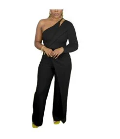 One Shoulder Long Sleeve Wide Leg Women Jump-Suit Wholesale Jumpsuits SJ5117890