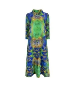 Casual Peacock Print Lapel Long Sleeve Dress Wholesale Dresses N5923082300013