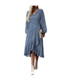 Casual Resort Style V-Neck Floral Straps Large Hem Dresses Wholesale Dresses N5923080800016