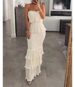 Sexy Breasted Pleated Ruffle Sling Hipster Dresses Wholesale Dresses N5923090100074