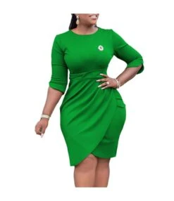 Elegant Short Sleeve Flower Decorated High Waist Pleated Dress Wholesale Dresses V5923050300073