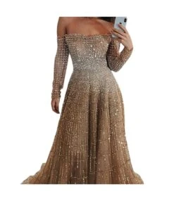 Sexy Shiny Sequins One Shoulder Long Sleeve Sheath Dresses Wholesale Dresses N5923081800016