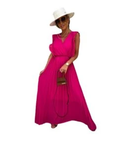 Sexy V-Neck Crossover Ruffle Sleeve Pressed Pleat Dress Wholesale Dresses N5923080800028