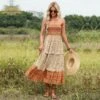 Ethnic Style Wrap Chest Ruffled Floral Bohemian Tube Top Smocked Dress Wholesale Dresses N5323021500050