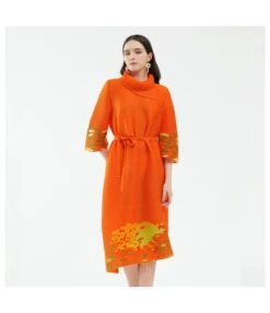 Fashion Printed Midriff Tie Scarf Neck Dress Wholesale Dresses N5923082300004