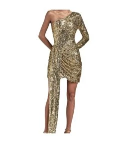 Sexy Slant One Shoulder Sequins Slim Splicing Dress Wholesale Dresses N5923081800035