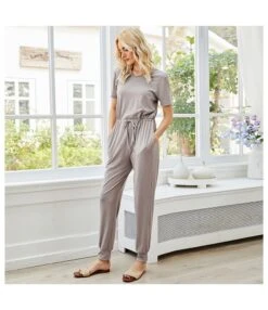 Solid Lace Up Casual Fashion Short Sleeves Wholesale Rompers SJ183644