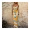 Trendy Tie-Dye Print Sundresses Slim Open Back Bag Hip Slip Dress Wholesale Maxi Dresses SDN533568