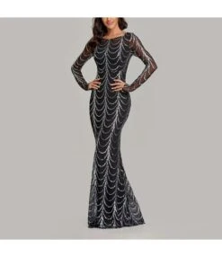 Sequin Slim Party Dress Elegant Party Long Sleeve Fishtail Evening Dress Wholesale Maxi Dresses SDN537007