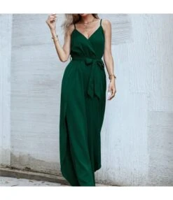 Pure Color Wholesale Jumpsuits Casual Sling V-Neck SD201447