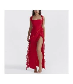 Slimming High Split Flutter Sexy Halter Dresses Wholesale Dresses N5923080800053