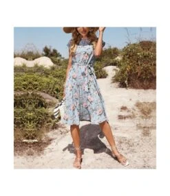 Women Fashion Ruffle Sleeve Tie Waist Wholesale Floral Dresses SD203690