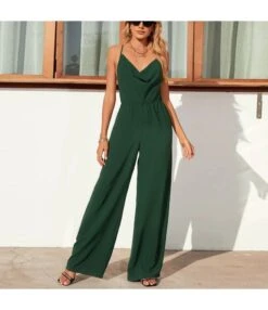 Solid Color Backless Sling Wide Leg Womens Jump Suits Fashion Wholesale Jumpsuits SJ204300