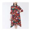 Midi Sleeve Loose Neck Floral Ruffle Dress Wholesale Dresses N5923082300018