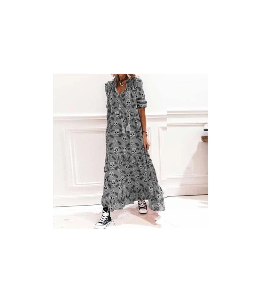 Casual Maxi Dresses Skeleton Print Wholesale Dresses SD210330