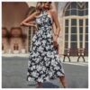Women Floral Print Halterneck Sleeveless Wholesale Swing Dresses SDN580625
