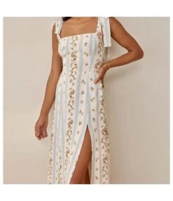 Floral Print Country Style Vintage Sundresses Lace-Up Slim Fit Side Slit Sling Dress Chic Wholesale Dresses SDN533022