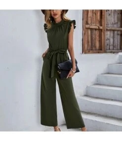 Women Fashion Sleeveless Solid Wholesale Jumpsuits For St. Patrick'S Day SJ202898